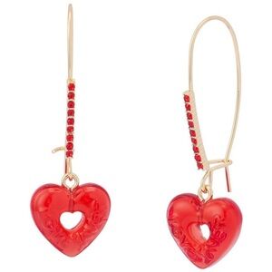 Betsey Johnson Red and Gold Heart shepherd hook Earrings